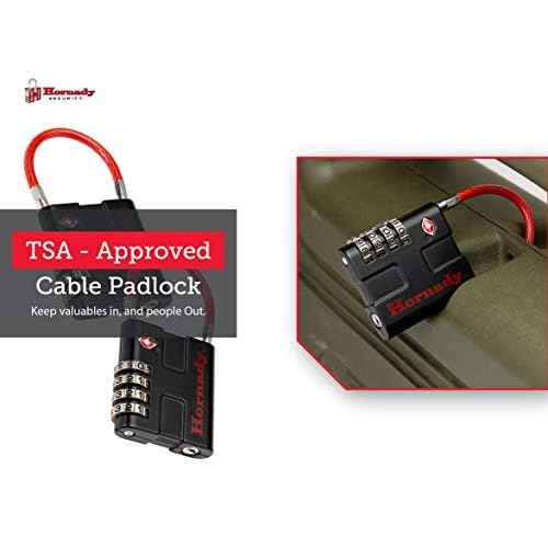 Hornady TSA Approved Cable PadLocks 2pk, 96022 - All Metal 4 Digit Combination Locks with a Flexible Wire Shackle, Inspection Indicator, & Easy to Read Dials -TSA Locks for Luggage, Backpack, Gun Case