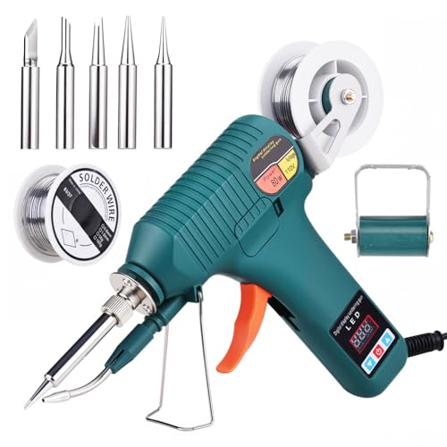Soldering Gun Kit - Soldering Iron Kit with Adjustable Temp 180-520¡ÆC, ON/OFF Button, 80W LED Digital Internal Heat Soldering Gun, Auto Send Tin Soldering Kit for Electronics Welding Repair DIY