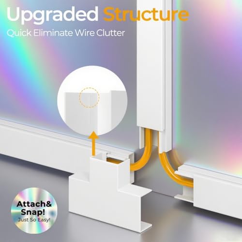 Wuitaouy 113.4in White Cord Hider Kit for Wall Wires - 2-4 Cable Management Raceways, Self-Adhesive, Paintable & Cuttable