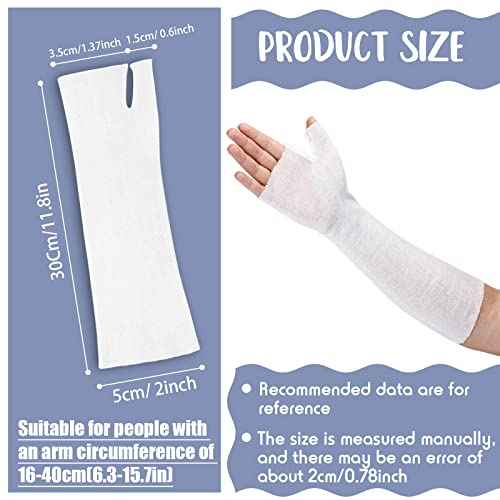 Nuanchu Tubular Stockinette Tubing Cotton Stockinette for Pre Wrap Use Elastic Arm Cast Stockinette for Arm Wrist Thumb Stockinette Tubing Soft Wrist Arm Wraps(20 Pcs,2 x 11.8 Inch)