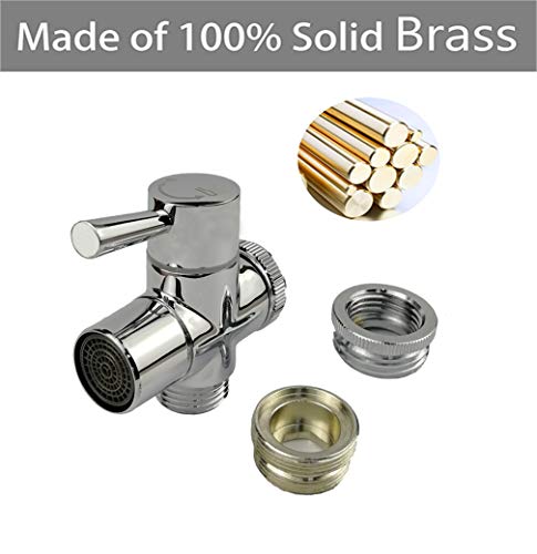 Brass Faucet Diverter Valve with Aerator - Sink to Garden Hose Adapter for Bathroom & Kitchen