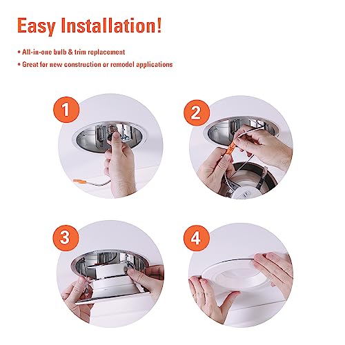 HALO 6-Inch LED Recessed Can Light Trim, 600 Lumens, Dimmable, 5CCT, Wet Location