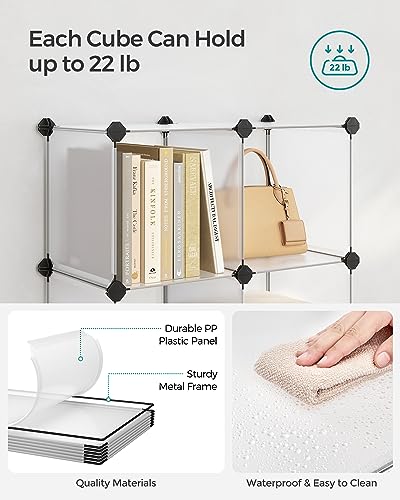 SONGMICS 6 Cube Storage Organizer White 11.8x11.8x11.8 Inches DIY Closet Shelf