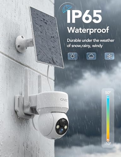 GNCC White Wireless Solar Security Camera 360° Full HD Night Vision