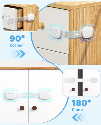 White 10 Pack Baby Safety Cabinet Locks - Childproof Drawer & Appliance Latches