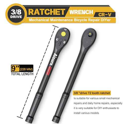3/8" Drive Ratchet, 72-Tooth Ratchet Handle, 9 Inch Quick Release Reversible Ratchet Wrench, CR-V Steel, Mechanical Maintenance, Automobile and Motorcycle Repair