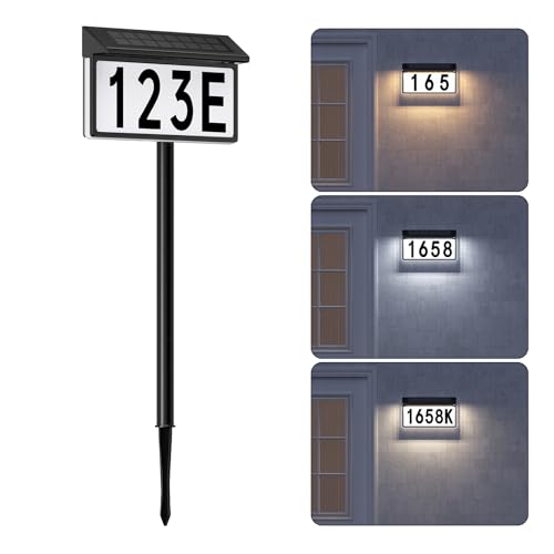 Black Solar Address Sign with Lighted House Numbers - Waterproof & Energy Efficient