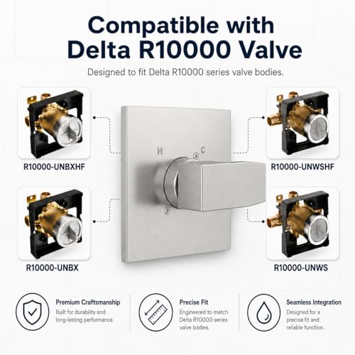 GUOLAIBA Brushed Nickel Shower Trim Kit for Delta R10000 Universal Valve - Modern Replacement Handle