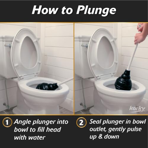 Korky BeehiveMAX Toilet Plunger & Holder in Black - Fits All Toilets