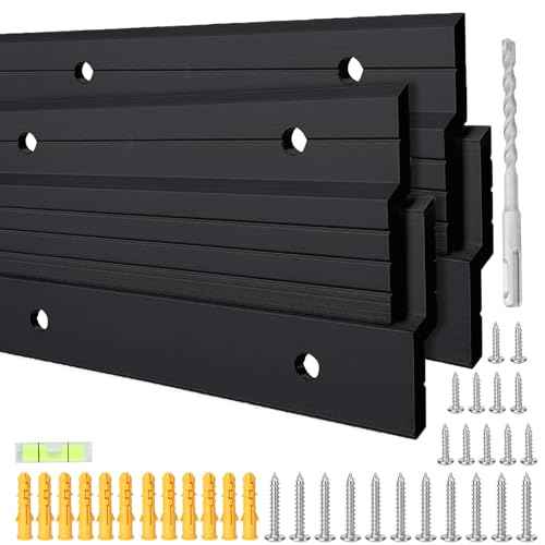 Black French Cleat Hanger 41 inch - 2 Pairs Heavy Duty Aluminum Alloy Z Bar Clips Picture Hanging Kit Wall Mounting 500 lbs Load Interlocking Brackets Mirror Hanging Hardware Frame Hanger