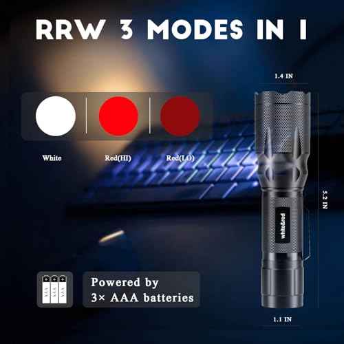 Upgraded Red Flashlight Combo, Bright White &High/Low Power Red Light Options with Memory, Zoom Lens, Rechargeable Battery, Small Portable LED Torch for Aviation, Astronomy, Night Vision
