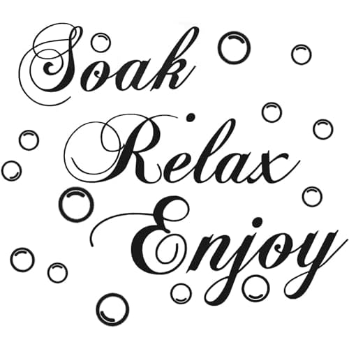 Bathroom Wall Decals Soak Relax Enjoy Stickers,Wall Art Decal Quotes Stickers,Beautiful Art Words Decor for Home Bedroom Living Room (17.7x11.4 inch) Wall Stickers for Murals Room Decor