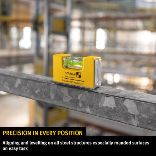 Stabila Pocket Level Pro 11901 — Small Magnetic Bubble Level with Belt Clip