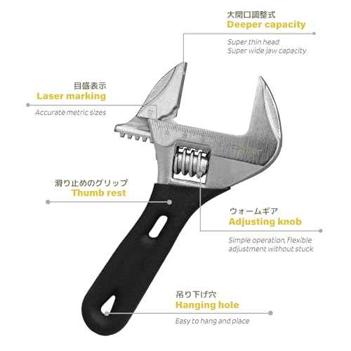 BOOSDEN Adjustable Wrench, 6 inch Stubby, Chrome Vanadium Steel, Ideal for Pipe, Gas Industry, and Disassembly