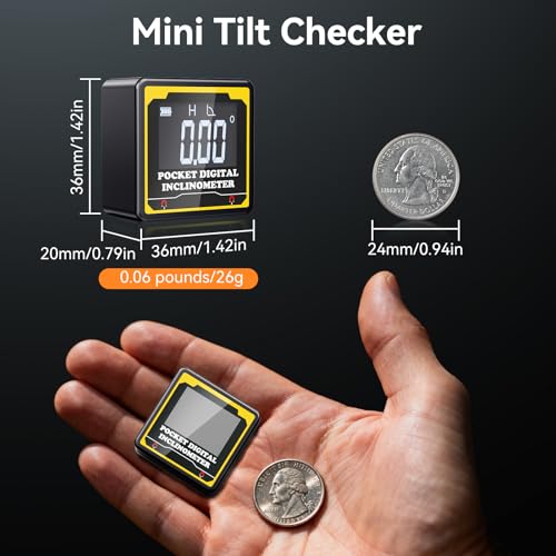 Preciva Magnetic Digital Angle Finder 4-Sided Inclinometer with Backlit LCD, USB-C, IP54