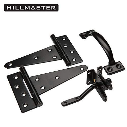 Heavy Duty Gate Latch Kit with Handles & Hinges for Wooden Fence - Black