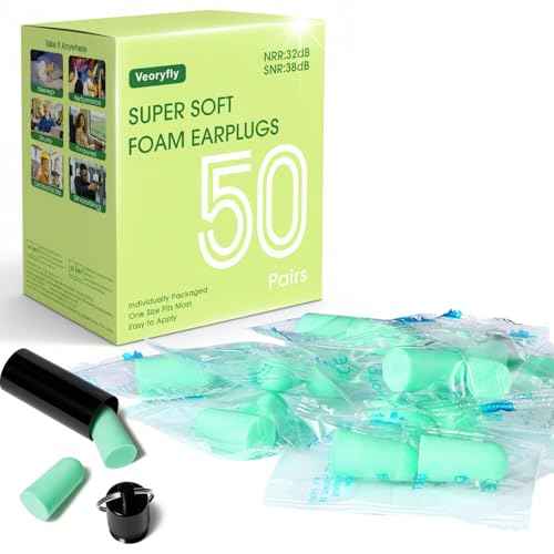 50 Pairs Foam Ear Plugs for Sleeping Individually Wrapped 32dB - Disposable Ear Plug Noise Reduction Safety Soft Earplugs for Construction Shooting Industrial Work Use
