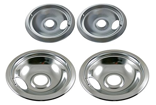 Frigidaire/Kenmore Chrome Drip Pan Set Replacement - 6" & 8" (2 ea), USA Made