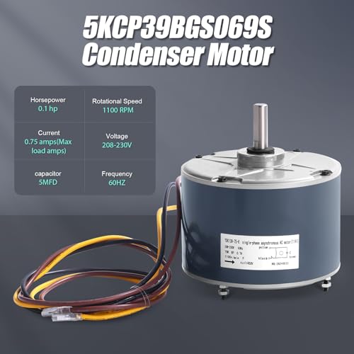 Bbsjujnn 1/10 HP Condenser Fan Motor 208-230V 1100RPM Replacement for HVAC