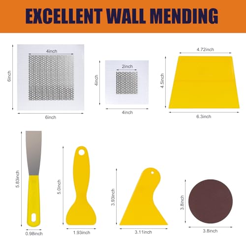 WDSHCR 1 Pack Drywall Repair Kit with 8.5oz Wall Putty, Patches & Scraper