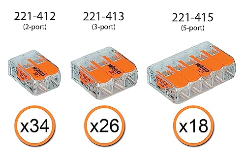 Peppy Products WAGO 221 Lever Nuts 78pc Wire Connector Set with Case, 24-12 AWG