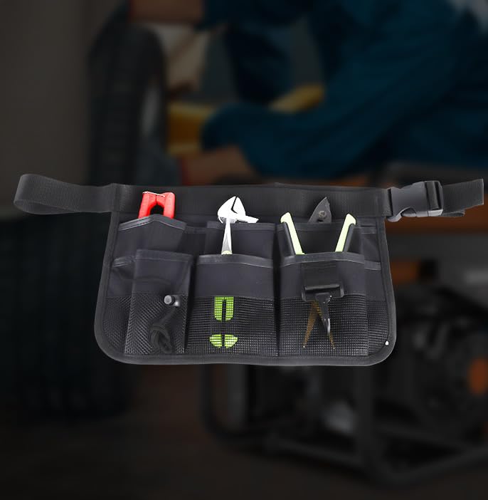 Gardening Tool Waist Bag Belt, Adjustable Garden Canvas Waist Bag with 7 Pockets of Different Sizes and Depth for Holding Gardening Tools and Home Decoration Tools