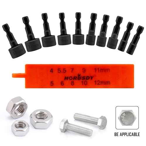 HORUSDY 22-Piece Power Nut Driver Set for Impact Drill, SAE and Metric, 1/4¡± Nut Driver Hex Keys, Hex Head Drill Bit Set