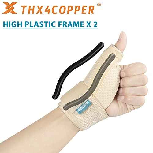 THX4COPPER Thumb & Wrist Stabilizer Splint for Blackberry Thumb,Thumb Pain Relief for Arthritis,Sprained,Tendonitis,Carpal Tunnel,Breathable&Stable,S-M(Beige)