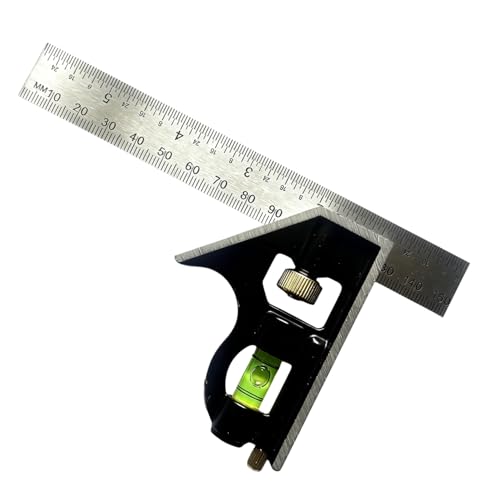 ALLWIN 6-Inch Combination Square with Stainless Ruler, Zinc Alloy Body, Bubble Level – Woodworking & DIY Precision
