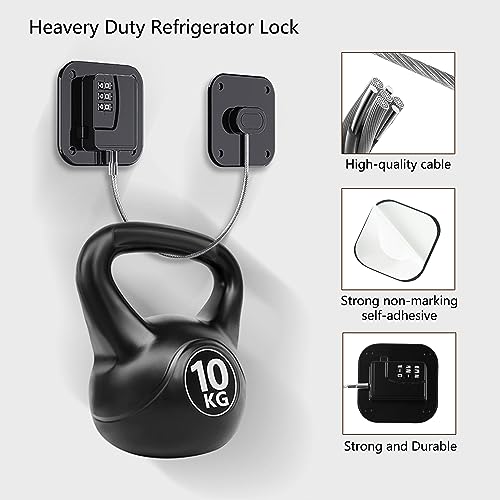 Coipdfty Heavy Duty Refrigerator Lock 2-Pack Black - Combination Safety Locks for Cabinets & Drawers