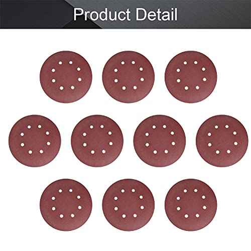 Utoolmart 10Pcs 7 Inch 8 Hole Hook & Loop Discs, 120 Grit Sanding Discs Flocking Sandpaper for Random Orbit Sander