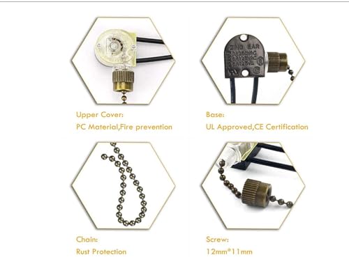 Zing Ear ZE-109 Ceiling Fan Light Switch with Pull Chain