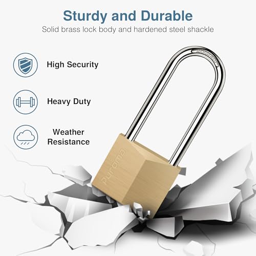 Puroma Keyed Padlock 3 Keys Outdoor Brass Lock 2.6-inch Security Lock - Variation 1