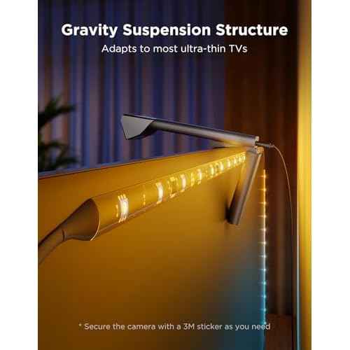 Govee TV Backlight 3 Lite with Fish-Eye Correction Function Sync to 55-65 Inch TVs, 11.8ft RGBICW Wi-Fi LED Strip Lights with Camera, 4 Colors in 1 Lamp Bead, Voice and APP Control, Adapter