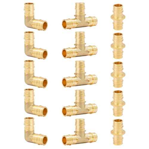 SUNGATOR 15 Pack Pex A Expansion Fittings 3/4", 5 Each Elbow Tee Coupling, ASTM F1960 ONLY For Pex-A Tubing
