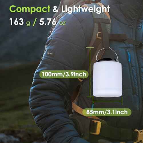 LED Camping Lantern, Rechargeable Camping Light, 4 Modes Outdoor Flashlights Lanterns with 1000LM, Water Resistant Portable Emergency Camp Light for Hurricane Hiking Survival Kits - Black