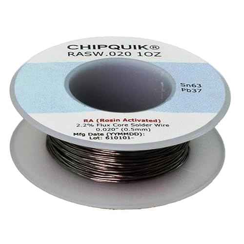 Chip Quik RASW.020 1OZ Solder Wire 63/37 Tin/Lead Rosin Activated .020 1oz