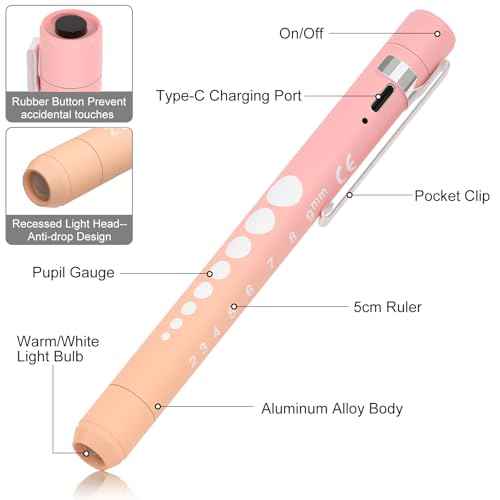 Rechargeable Pen Light for Nurses and Doctors ? LED Medical Penlight with USB Charging, Dual Light Modes, Durable Clip ? Ideal Gift for Graduation, Night Shift, Clinical Use ? Orange Pink Gradient