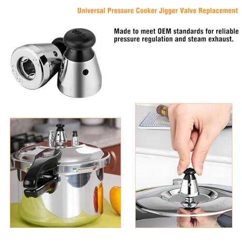 Universal 80kPa Pressure Cooker Jigger Valve Replacement with Exhaust Rod, Anti-Block