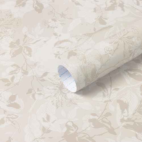 Heroad Beige Brown Wallpaper Floral Wallpaper Peel and Stick Boho Contact Paper Vintage Wall Paper Removable Self-Adhesive for Bedroom Cabinets Decoration Thicken Vinyl 17.3" x 78.7"