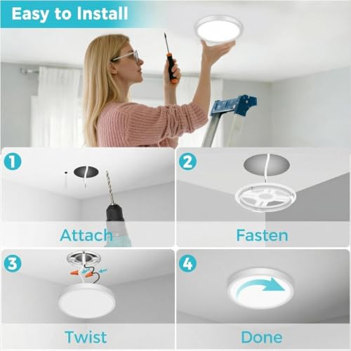 libtit 4-Pack 7-Inch Dimmable LED Flush Mount Ceiling Lights, 5 Color Temperatures