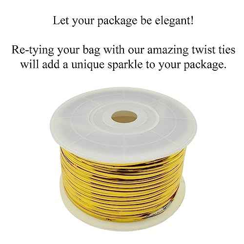 HAHIYO 100Yards/300Feet/91M Gold Metal Twist Ties for Bread, Candy, Coffee, Plant Garden, Cellophane Treat, Gift Wrapping, Plastic Bags - Halloween Party, Cake Present, Art Craft