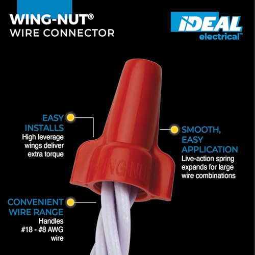Ideal Electrical Wing-Nut Wire Connector 30-452, Red, Pack of 100