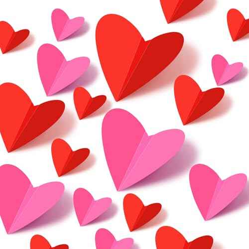 60 Pcs Valentines Day Wall Decorations - 3D Heart Stickers, Waterproof Wall Decals for Home, Bedroom, Wedding, Anniversary, Party, Office, and School Decor
