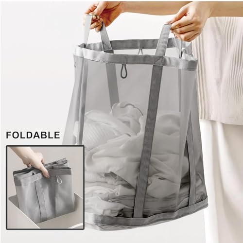 HGZBS Collapsible Laundry Basket with Handles Grey, 1, Standard
