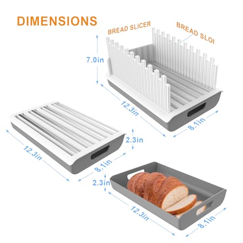 Bread Slicer with Crumb Tray, Adjustable Thickness & Width — 4 Sizes