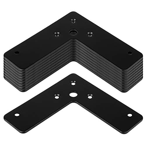 GBGS 10 Pcs 4x4 Inch Flat Corner Brace L-Shaped Mending Plate Black