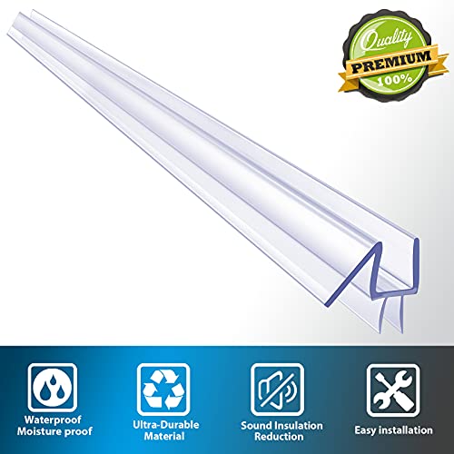 Butecare 3/8'' Frameless Shower Door Bottom Seal - Clear Vinyl Water Barrier, 2-Pack