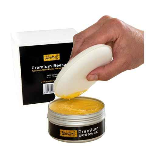 Beeswax Woodcut Premium 7oz, Wood Cream, Food Safe for Cutting Boards, Woodturning, Furniture, Benchtops, Cupboards, Baby Toys, Floors and Leather. Aluminium Container with Sponge