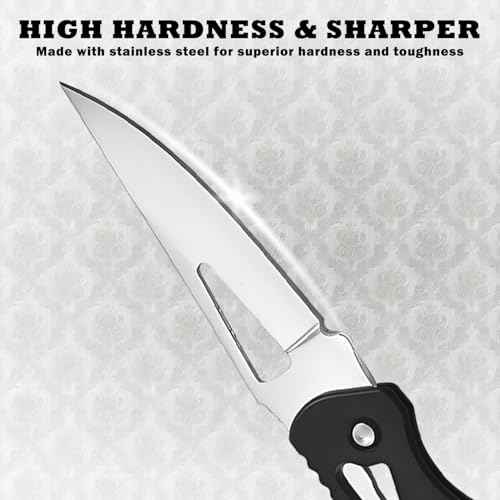 4PCS Folding Knives with Keychain Ring, Compact Stainless Steel Pocket Knives, Small Pocket Knife for Outdoor, Camping, Survival, and Everyday Carry (Black, Silver, Blue, Green)